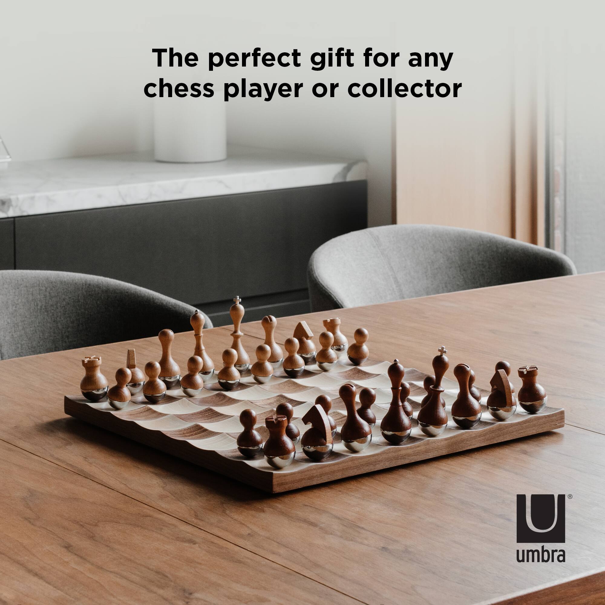 Umbra Walnut Wobble Chess Set